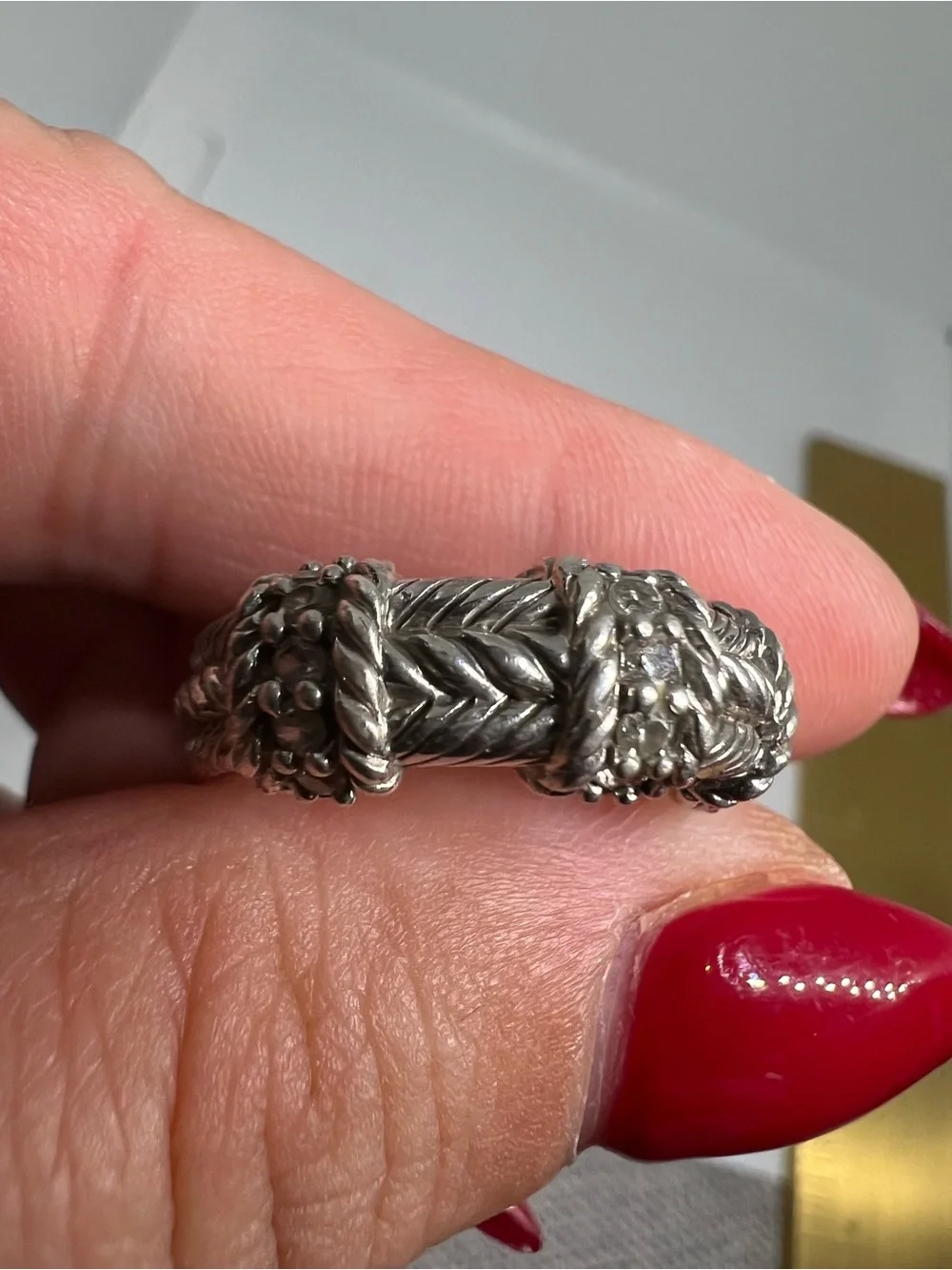 Judith Ripka Silver Braided Floral Band Ring - Picture 10 of 15